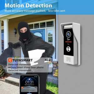 Anjielo 10.1 Inch HD WiFi Touch Monitor Apartment <strong>Intercom</strong> <strong>System</strong> with <strong>Motion</strong> <strong>Detection</strong> Can Change <strong>Detection</strong> Area Door Phones - Product Image 3