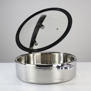 Chất lượng tốt 304 thép không gỉ chaffing món ăn sưởi ấm nồi thực phẩm ấm hơn Rose Vàng búa tự chọn bếp với kính nắp - Product Image 3