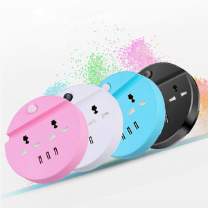 Enchufe de extensión de alimentación múltiple redondo universal de 10A con 2 tomas de corriente Puertos de carga USB y enchufe del Reino Unido para uso en el hogar y la Oficina - Product Image 6