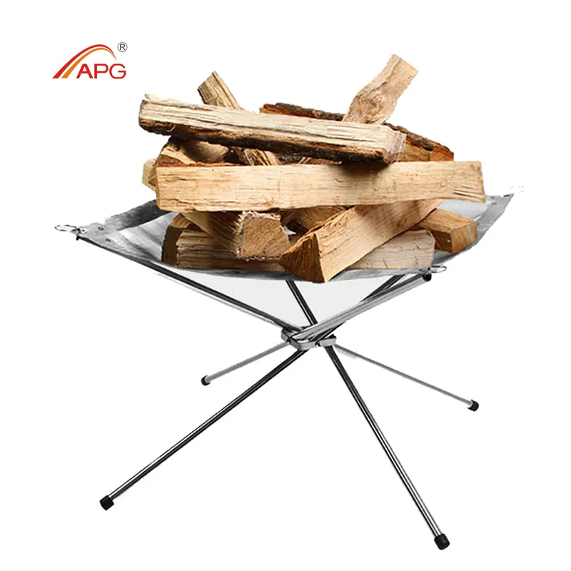 APG Folding Portable Camping Wood Burning Stove Stainless Steel