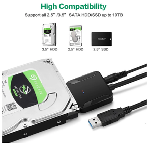 用于3.5/2.5英寸固态硬盘的SATA至USB 3.0适配器电缆SATA III硬盘驱动器磁盘转换器支持带12v电源适配器的UASP - Product Image 3