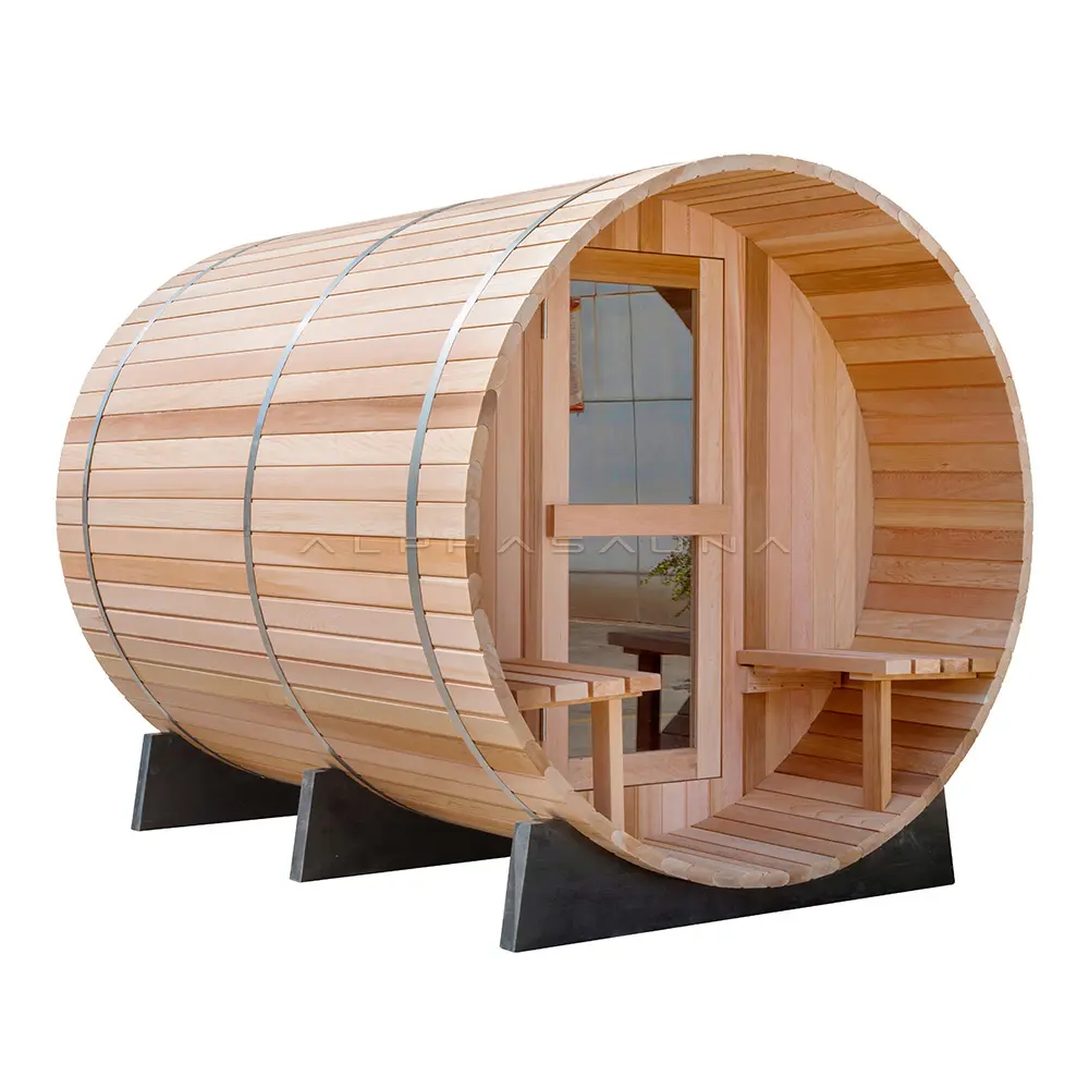 Hochwertige finnische Sauna Nassdampf dusche im Freien Zedernholz SPA Bad Fass Sauna