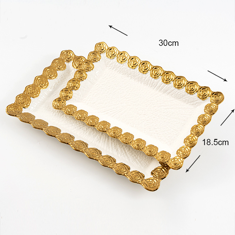 assiette rectangulaire blanche de 12 pouces