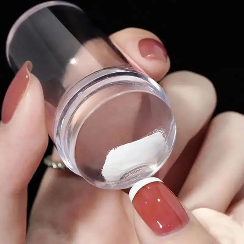 Tampon à ongles gelée Silicone impression vernis à ongles estampage pointe française modèle de tampon à ongles avec grattoir manucure pochoir outils