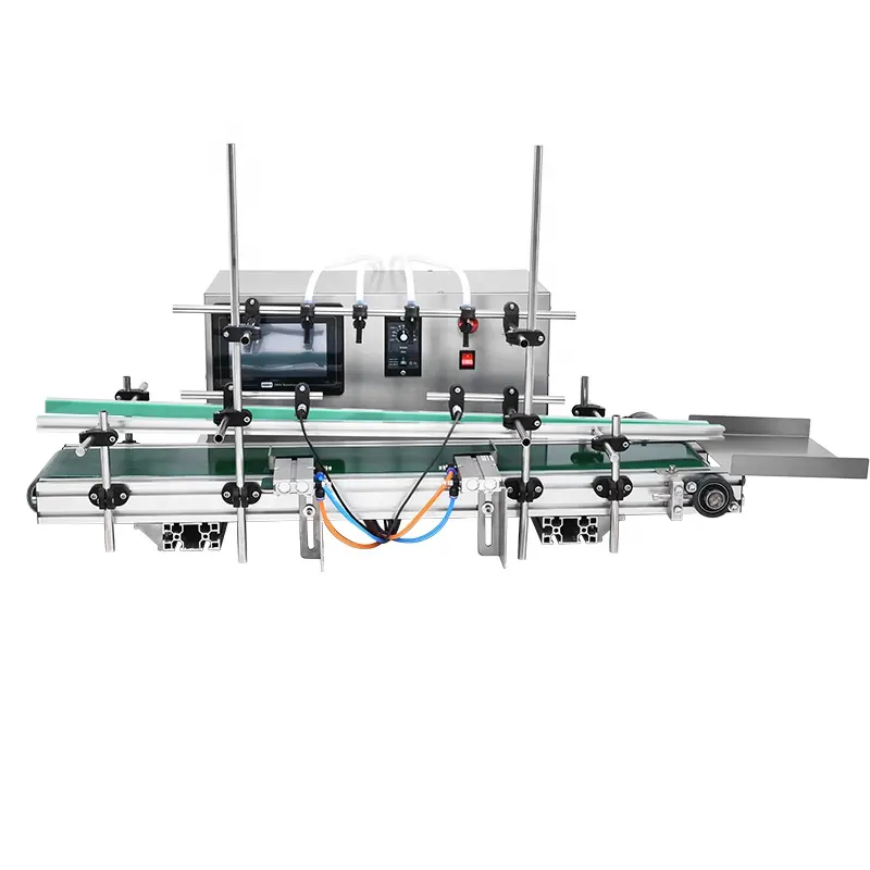 10-1000ml 4 노즐 탁상 자동 액체 충전 기계 컨베이어 병 물 필러 에센셜 오일