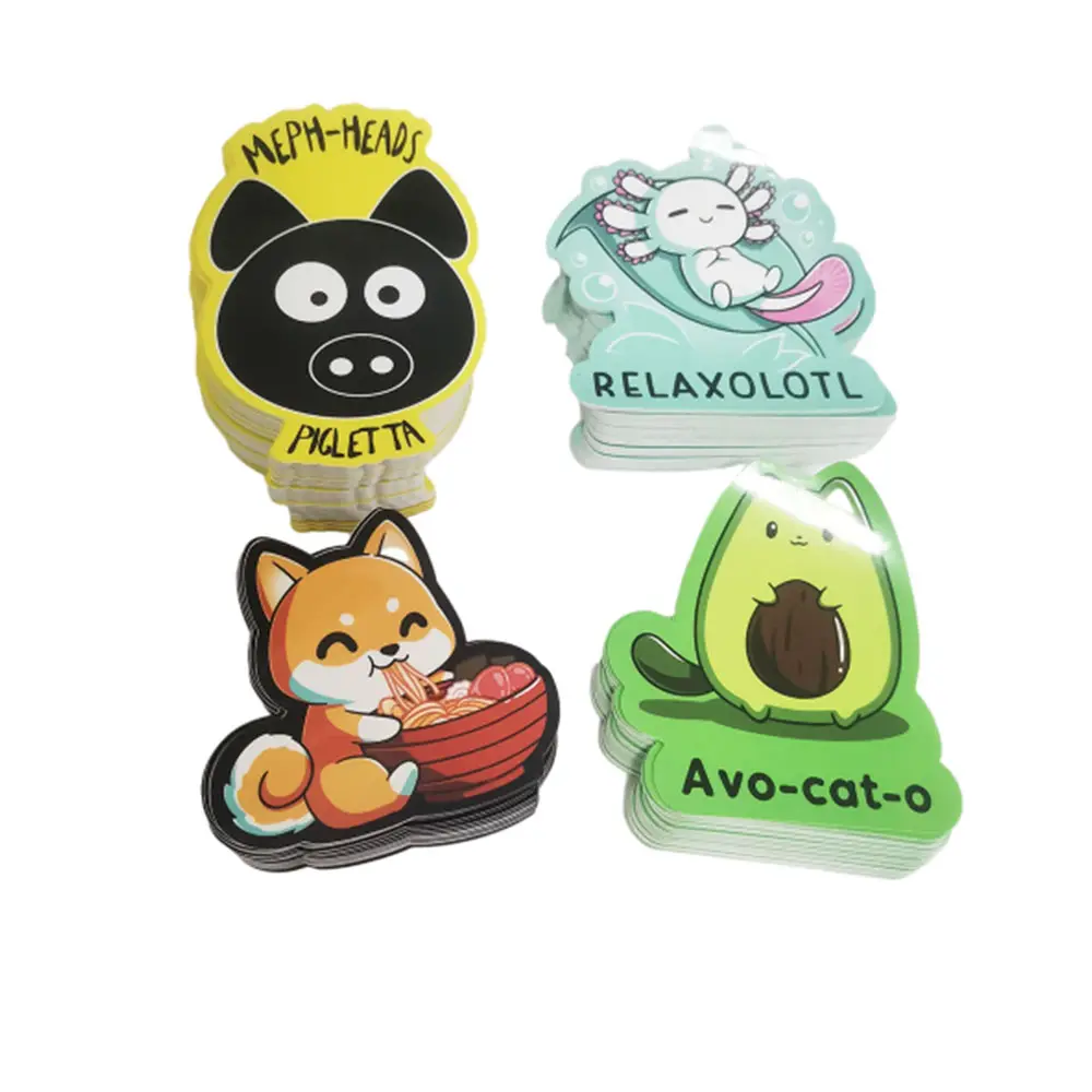 Custom Cute Cartoon Animals Sticker for Kids Labels Round Vinyl Paper School Teacher Supplies Child Reward Sticker Printing