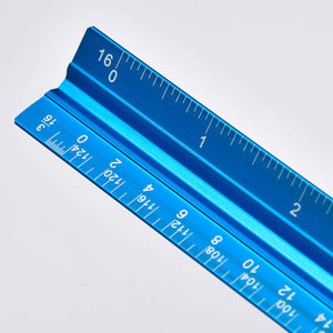 3エッジの三角建築家スケールルーラーアルミ合金金属レーザー番号付き - Product Image 3