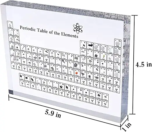 Elementi della tavola periodica chimica acrilica elementi chimici quadrati regali creativi decorazioni da collezione ornamenti