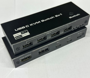 8k型-c 2x1 KVM至HDMI + DP HDMI2.1 usb-c KVM交换机