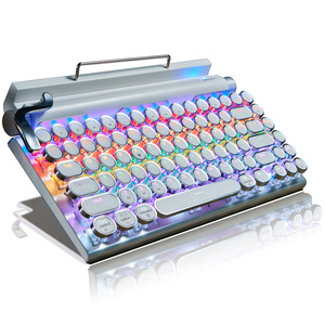 Teclado de máquina de escribir Retro para iPad Laptop, teclas redondas iluminadas, Teclado mecánico inalámbrico para juegos, el mejor teclado de programación
