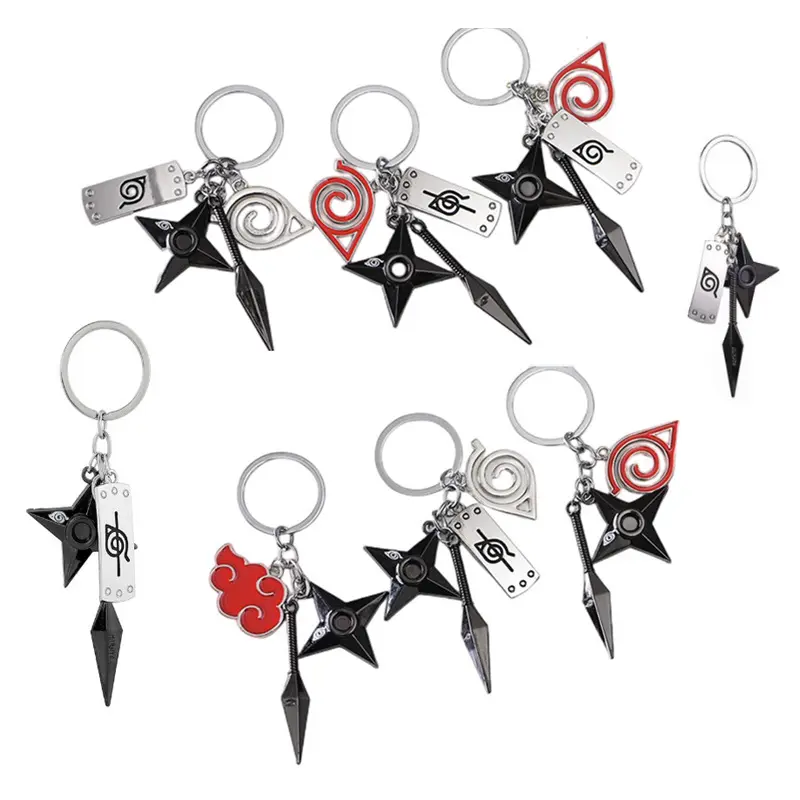 15 Design Anime Ninja Warrior bandeau petit Kunai et Star Shuriken porte-clés pendentif en métal dans sac OPP pour cosplay