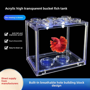 Mini trong suốt <span class=keywords><strong>Acrylic</strong></span> hồ cá với nhỏ vuông xây dựng khối thiết kế máy tính để bàn hiển thị đứng cho Chiến Đấu Cá - Product Image 4