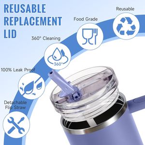 BPA miễn phí thay thế 14oz tái sử dụng cốc dễ dàng làm sạch có thể tháo rời lật rơm Nắp rò rỉ bằng chứng có thể tháo rời nắp drinkware phụ kiện - Product Image 3