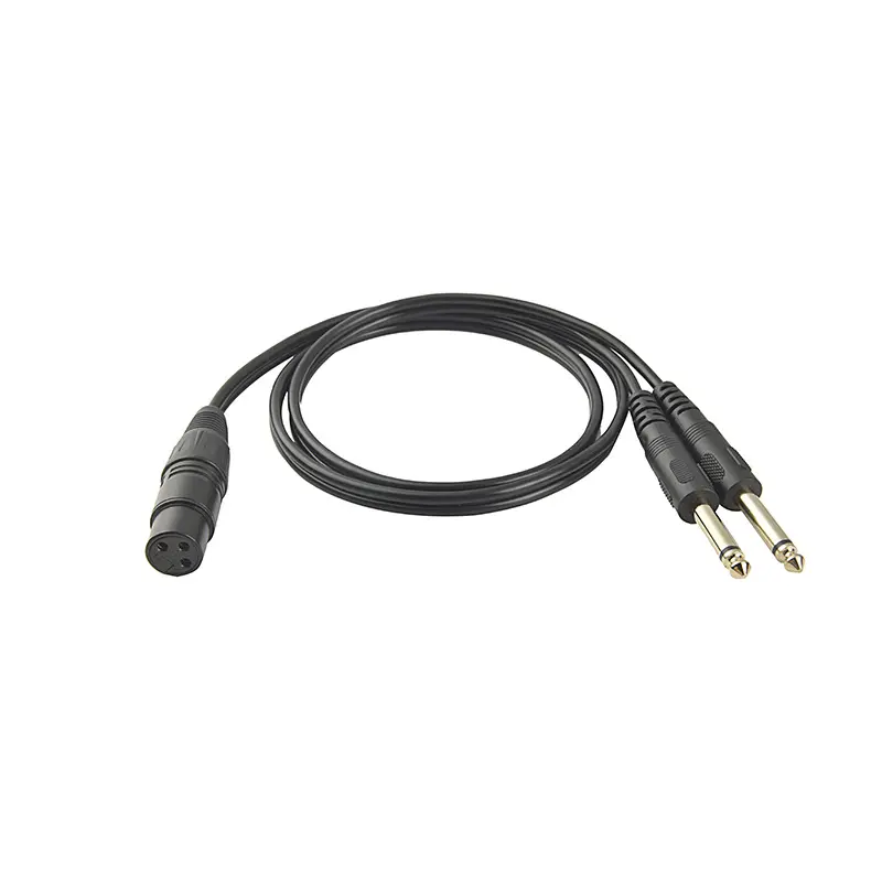3Pin XLR macho fêmea para Dual 1/4 "6.35mm Mono macho fêmea Plug TRS Audio Y Cable