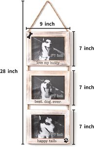 STANDWIDE犬の壁の額縁5x7コラージュ3写真ペットの写真ディスプレイロープの木製フレームギフトフォトフレーム