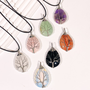 All'ingrosso filo avvolto albero della vita ciondolo, gemma ciondolo, 7 <span class=keywords><strong>Chakra</strong></span> ciondolo, albero della vita ciondolo collana, - Product Image 4