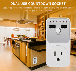 Countdown-Timer-Buchse mit doppelter Steuerung Elektrische intelligente 10HR-Buchse für zwei USB-Schnitts tellen mit US-Stecker - Product Image 6