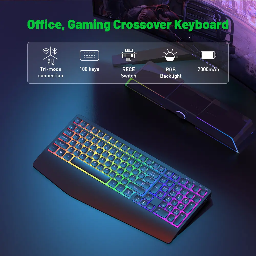 Office  Gaming Keyboard wireless low-profile mechanical keyboard Bluetooth Double injection keycaps  color can be customized