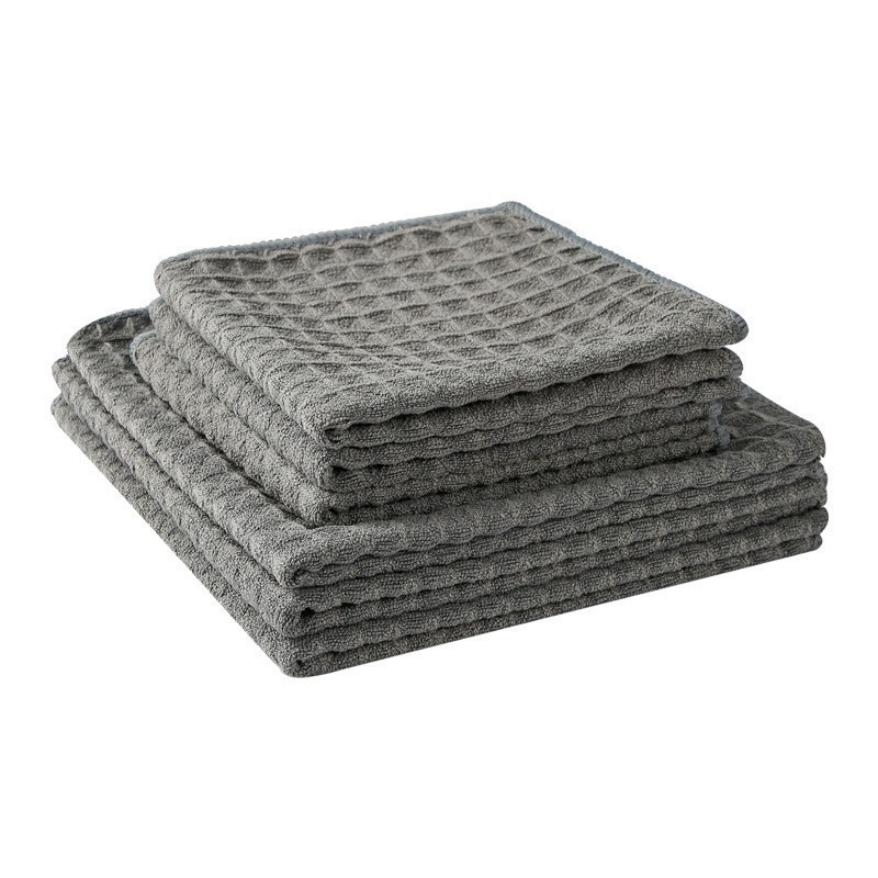 Grey waffle-patterned dishcloth (overlocked edges)