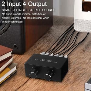 L/R RCA Audio Bidirectional Switch 1 <strong>Input</strong> 4 <strong>Output</strong> 1x4 2x4 Stereo Audio Splitter