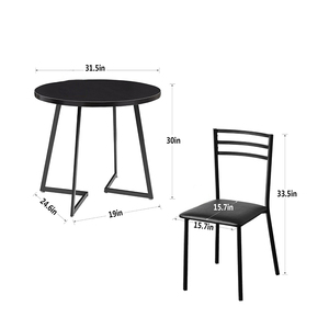 3 Peças Cozinha Mesa De Jantar e Cadeiras Set Wood Mesa Redonda com 2 cadeiras almofadadas para <span class=keywords><strong>Small</strong></span> Space Nook