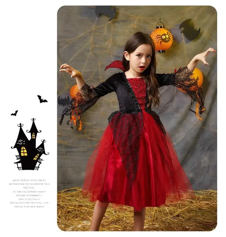 Halloween Cosplay Kostüme Prinzessin Kostüm der Dunkelheit Mädchen Teufel Vampire Kleid