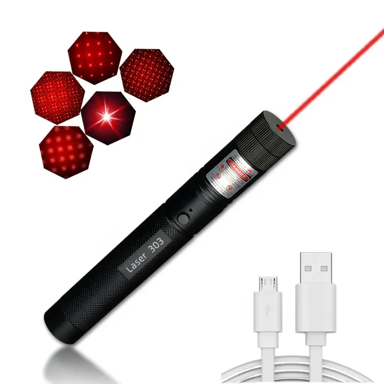 Mirino puntatore laser ricaricabile USB303 con batteria integrata penna puntatore laser rosso 650nm