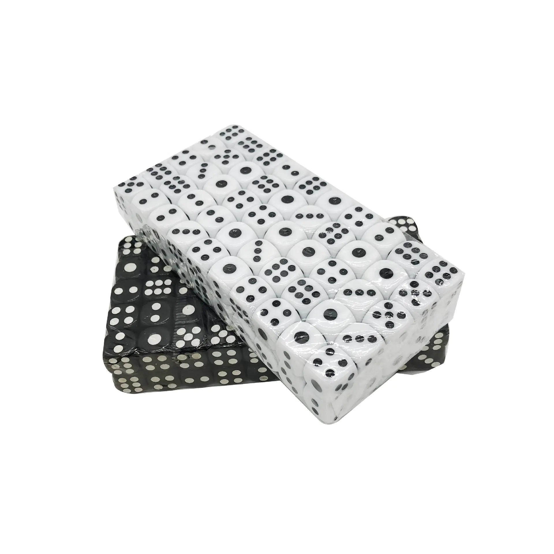 Mini dados de juego de casino poliédricos, duraderos, anticaída, taza con dados acrílicos, blanco y negro, 14mm, 100 Uds.