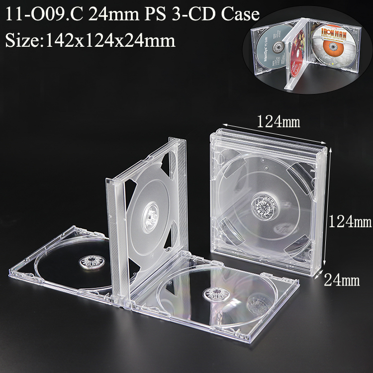 O09:24mm Boîtier à bijoux transparent pour 3 CD