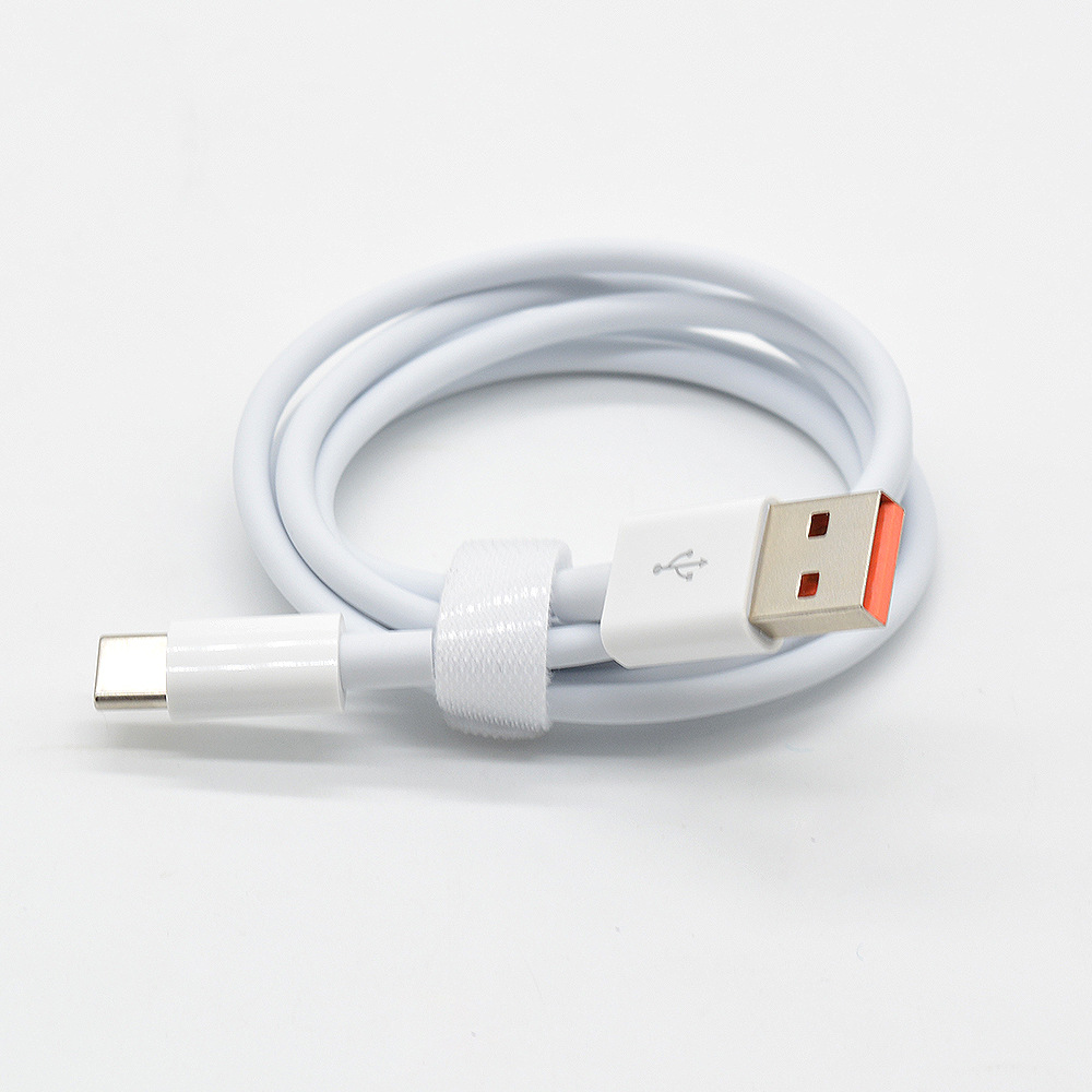 สาย USB-C กลมสีขาว แกนยางสีส้ม
