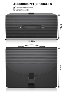 Organizador de archivos de acordeón con 13 bolsillos, archivos de suspensión de tamaño A4, caja de archivos extensible portátil con asa hecha de Material PP - Product Image 3