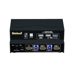 JideTech 2 Port <strong>KVM</strong> <strong>Switch</strong> 4K@60Hz with All Input Cables Digital Display and Wired Remote USB 3.0 Hub for 2 Computers - Product Image 1
