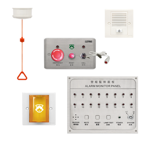 Sistema de llamada de enfermera de hospital miTEC con botón de emergencia de cable de tracción e intercomunicador de 2 vías para sistema de asistencia por cable con respaldo de UPS - Product Image 1