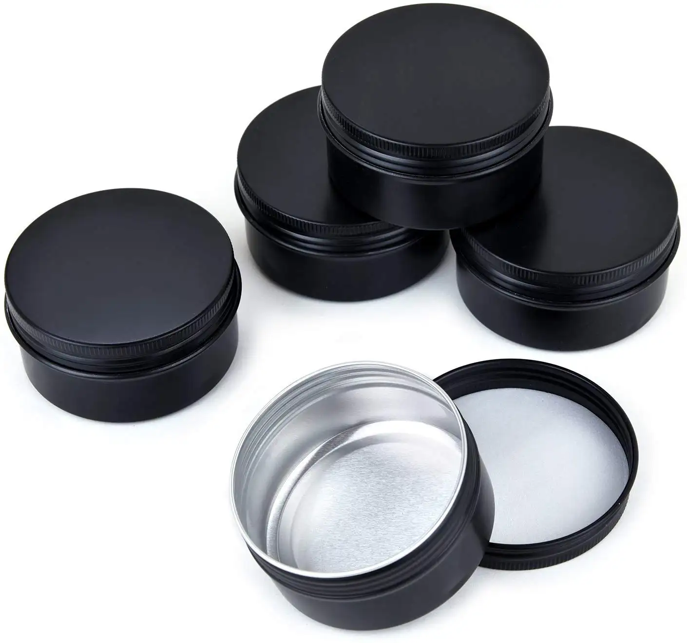 Wholesale 30ml Aluminum Matte Black Tins for Candle Making Gold Silver Container Jar with Screw Cap Candy Gift Cosmetic Storage