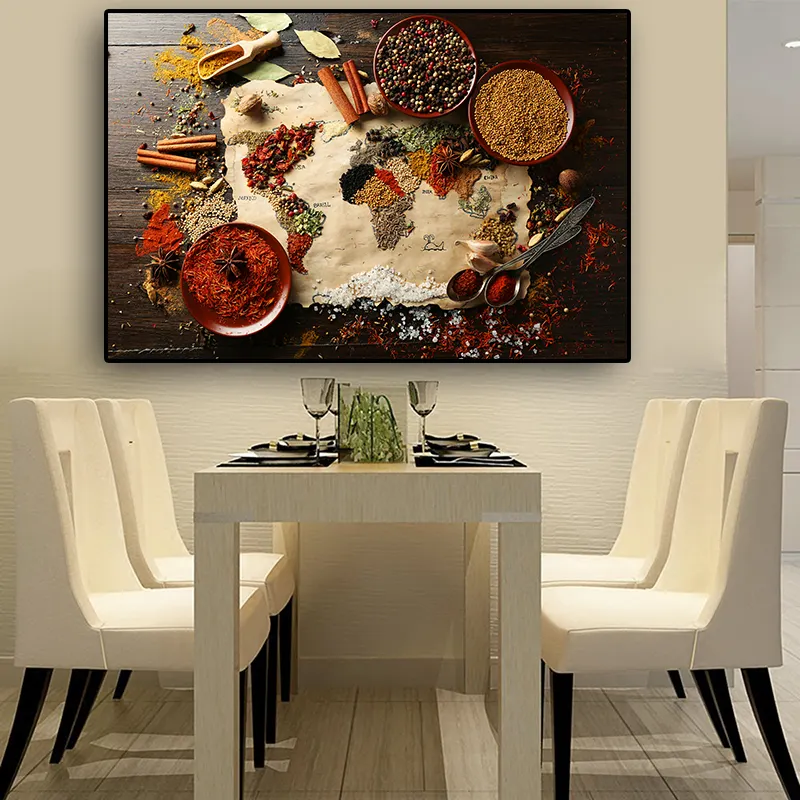Grani spezie cucina tela pittura Cuadros scandinavo poster e stampe peperoncino cibo Wall Art Picture soggiorno
