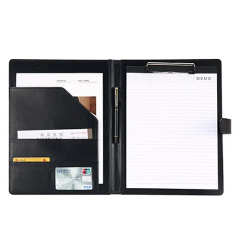 Notebook pasta de Arquivo De Bolso Organizador de Negócios A4 PU Pasta de Couro da Carteira