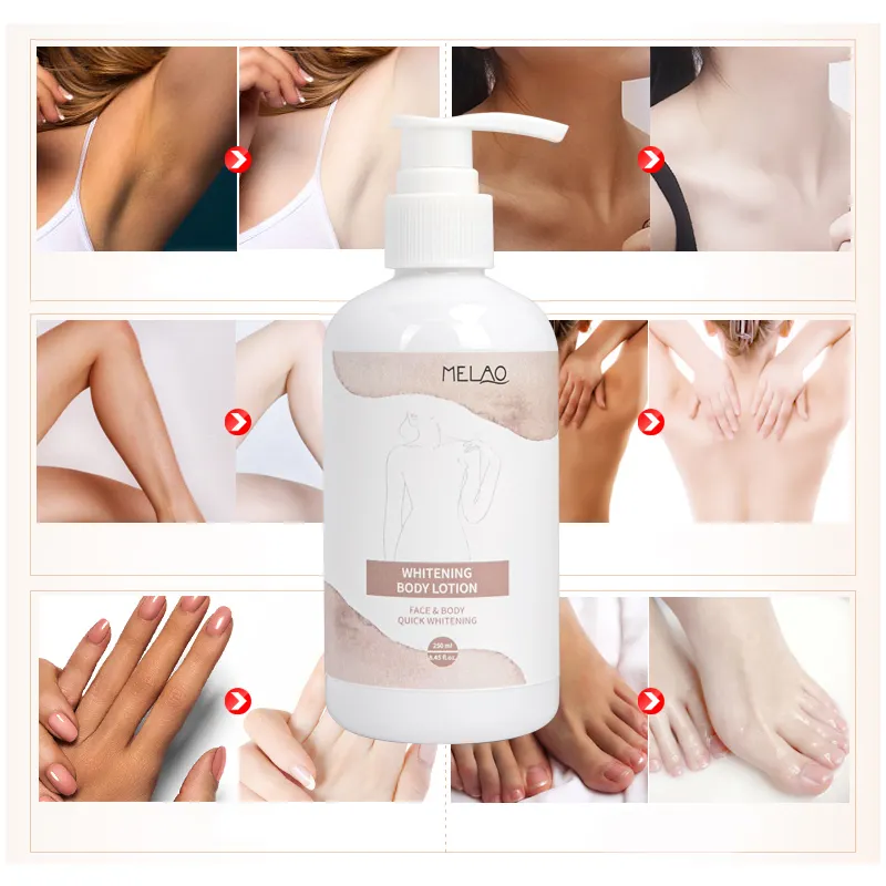 Personalizado OEM Etiqueta Privada 250ml coreano blanqueador cabra leche piel aclarar mano peeling blanqueamiento bronceado crema facial y loción corporal