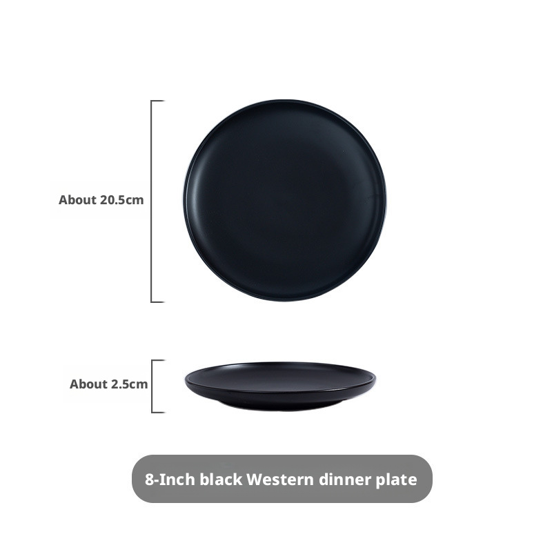Plateau à pizza rond noir mat de 8 pouces