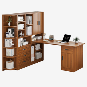 Mesa de estudio de diseño creativo de combinación flexible de estilo nórdico personalizado con estantería - Product Image 1