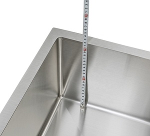 中国制造简易安装手工单碗深金属厨房水槽，带排水洗水板 - Product Image 3