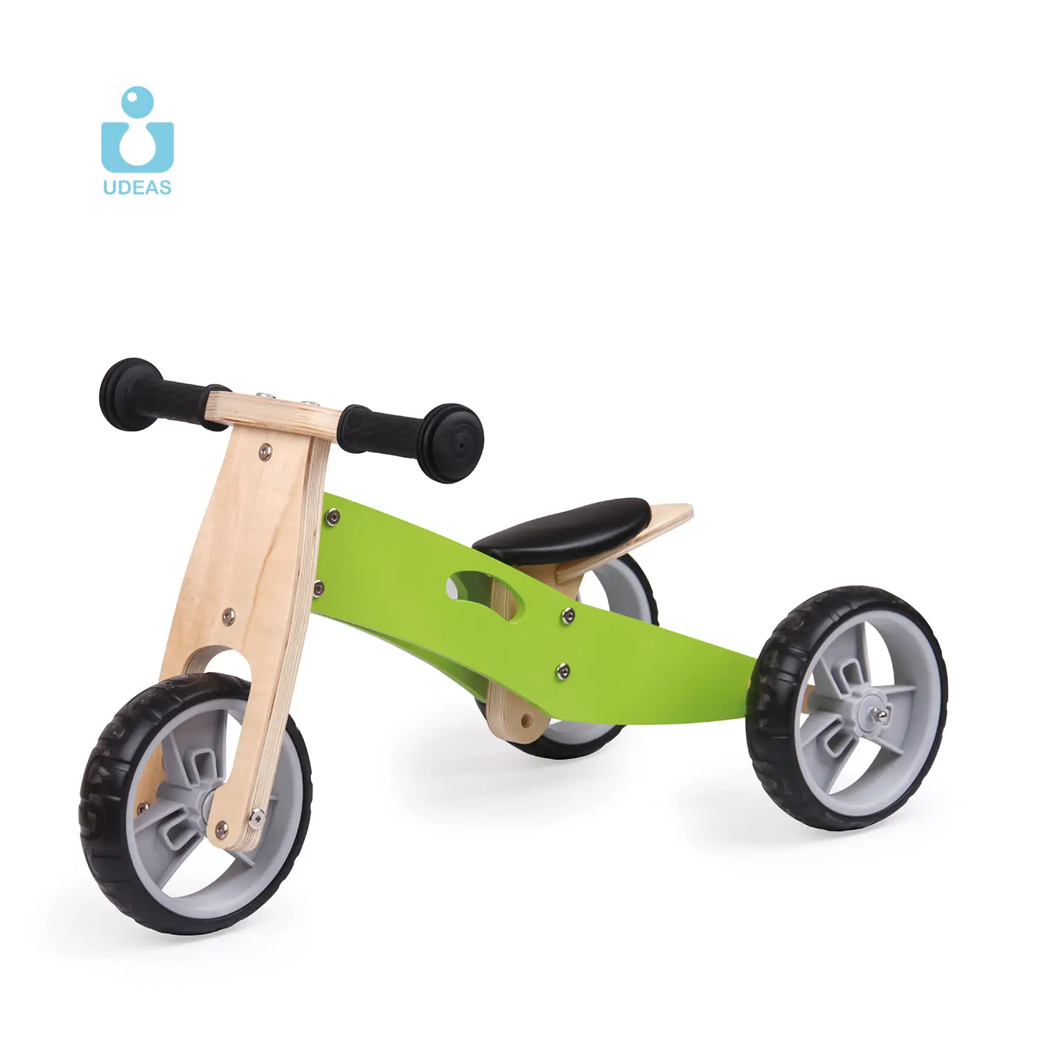 UDEAS Nouvelle arrivée 2 en 1 Tricycle d'équilibre pour enfants 3 roues Trotteur pour bébés Bicyclette d'équilibre en bois