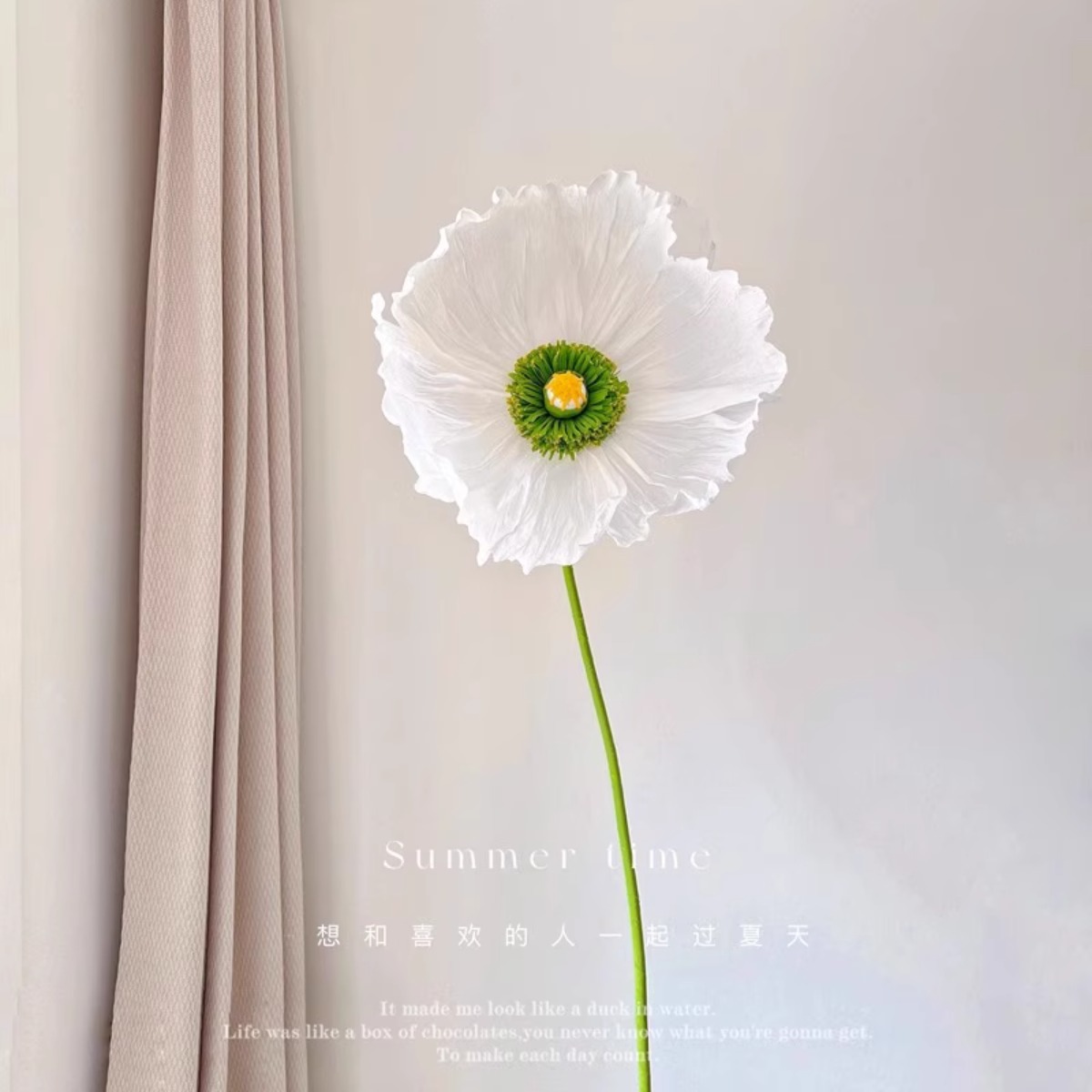 Colorful--Poppy white deep flower heart without pole
