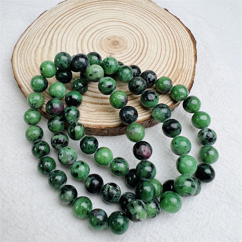 สร้อยข้อมือลูกปัดคริสตัลทับทิม zoisite epidote แบบขัดเงาสำหรับเป็นของขวัญ - Product Image 1