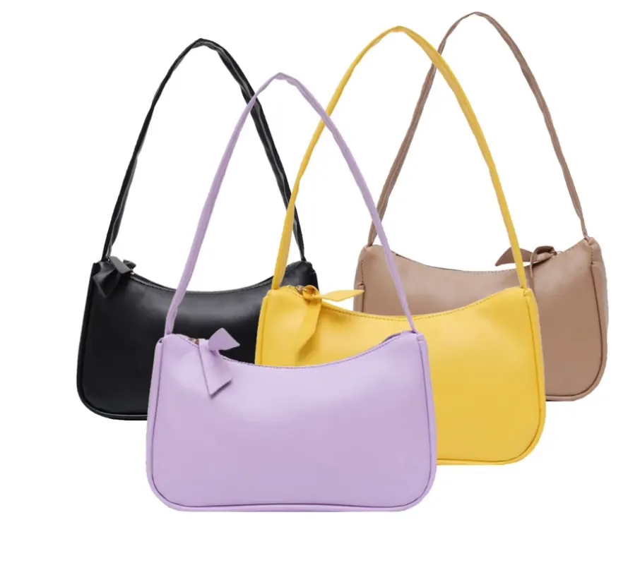 Piccole borse da donna in morbida pelle sintetica borsa viola sotto le ascelle retrò tinta unita da donna Design alla moda per ragazze borse a tracolla