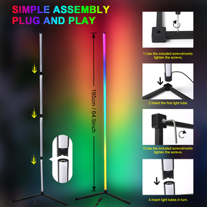 Özel RGB LED zemin lambası renkli sihirli atmosfer köşe ışıkları oturma odası oyunu için kontrol ile - Product Image 5
