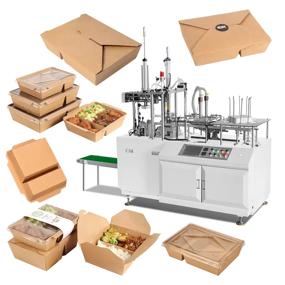 Otomatik kağıt öğle yemeği kutuları yapma makineleri iyi fiyat hazır yemek kutusu şekillendirme makineleri