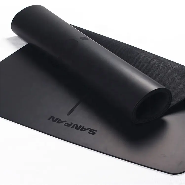 Sanfan tapete de yoga, tapete de pilates de borracha natural, eco amigável, preto personalizado