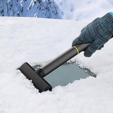 Pala de hielo para nieve, herramienta de eliminación de nieve, limpieza de neumáticos, raspado de grava, escarcha, limpieza de ventanas duradera, raspador de hielo desmontable