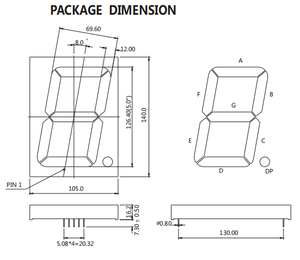 Jtronic seven segment 5 pollici grande singolo grande 1 cifra 7 segmenti display a led