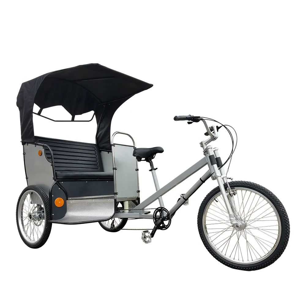 Motrike ağır yükleme 3 tekerlekli elektrikli bisiklet Pedicab üç tekerlekli bisiklet ile gölgelik yolcular için 3 kişi